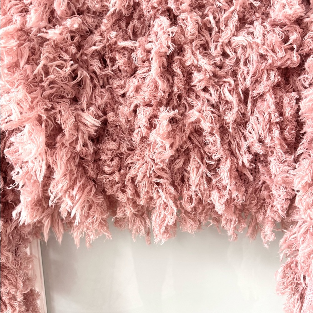 Anthropologie NWT Bubble Textured Sweater Jacket Sz L Pink Rose 2 way Zip BOHO - Picture 7 of 14